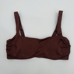 Athleta Bikini Top Aqualuxe Bra Size 36 B/C Maroon Square Neck Adjustable Straps